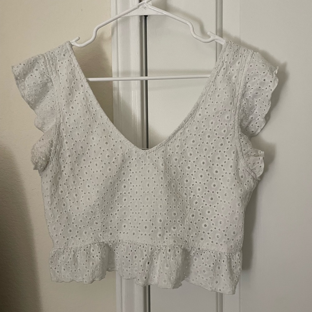 Wild Fable White Eyelet Crop Top- M